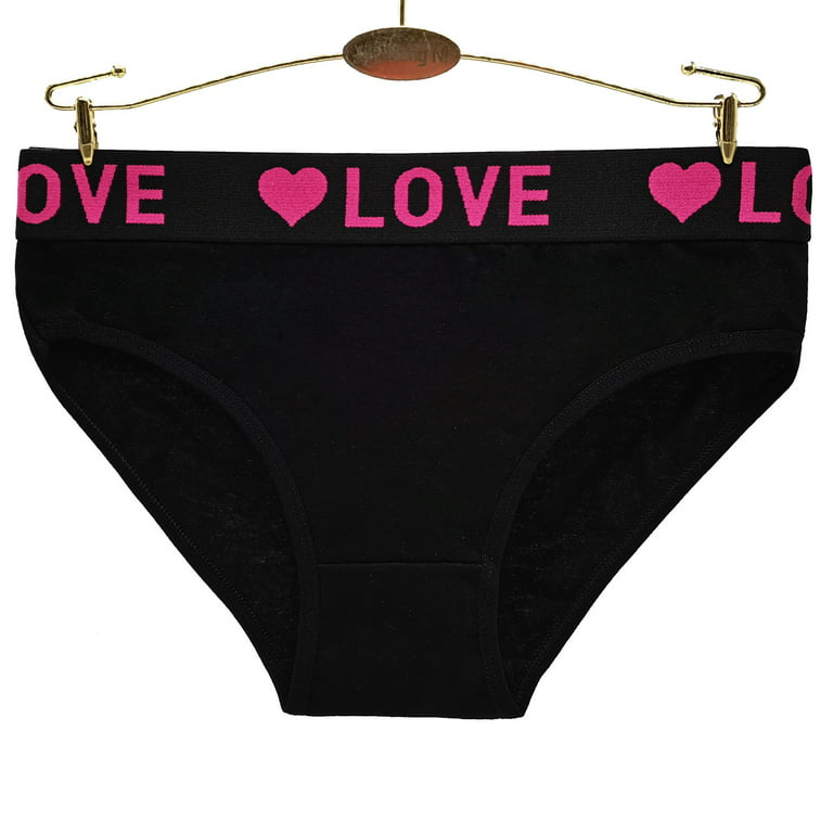 6-Pack Women's Cotton Ladies Bikini Briefs Panties Love Underwear (Large)