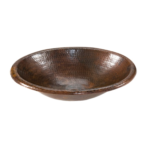 LO17RDB Small Oval Self Rimming Hammered Copper Sink