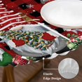 thumbnail image 3 of Red Plaid Gnomes Christmas Round Tablecloth, Fitted Table Cover with Elastic for 36"-44" Round Tables, Xmas Balls Tree Snowflake Table Cloth Outdoor Indoor Dinning Party Waterproof Tablecloths, 3 of 7