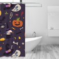 thumbnail image 6 of TEQUAN Shower Curtain for Bathroom, Halloween Pumpkins Bats Witch Printed Waterproof Polyester Bathroom Curtain with Hooks, 60" x 72", 6 of 8