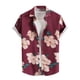 thumbnail image 1 of Camisas Para Hombre Casual Hombres Primavera y verano Casual Solapa Un solo pecho Estampado completo Vacaciones en la playa Manga corta Camisa de vacaciones al libre (Red, XL), 1 of 7