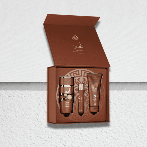 Set de regalo Perfume Lattafa Asad Bourbon, 3 unidades, para hombre