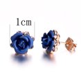 thumbnail image 2 of Yoursfs Blue Rose Earrings Stud Earrings In Rose Gold Gold Plated Crystal Wedding Stud Earrings Gifts, 2 of 6