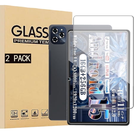 2Pack Tempered Glass Screen Protector for TABURETO 2026 Android 15 11inch Tablet, 9H Hardness, Ultra-Thin, High Transmittance, Auto-Adhesion, Scratch Resistant LCD Protective Film