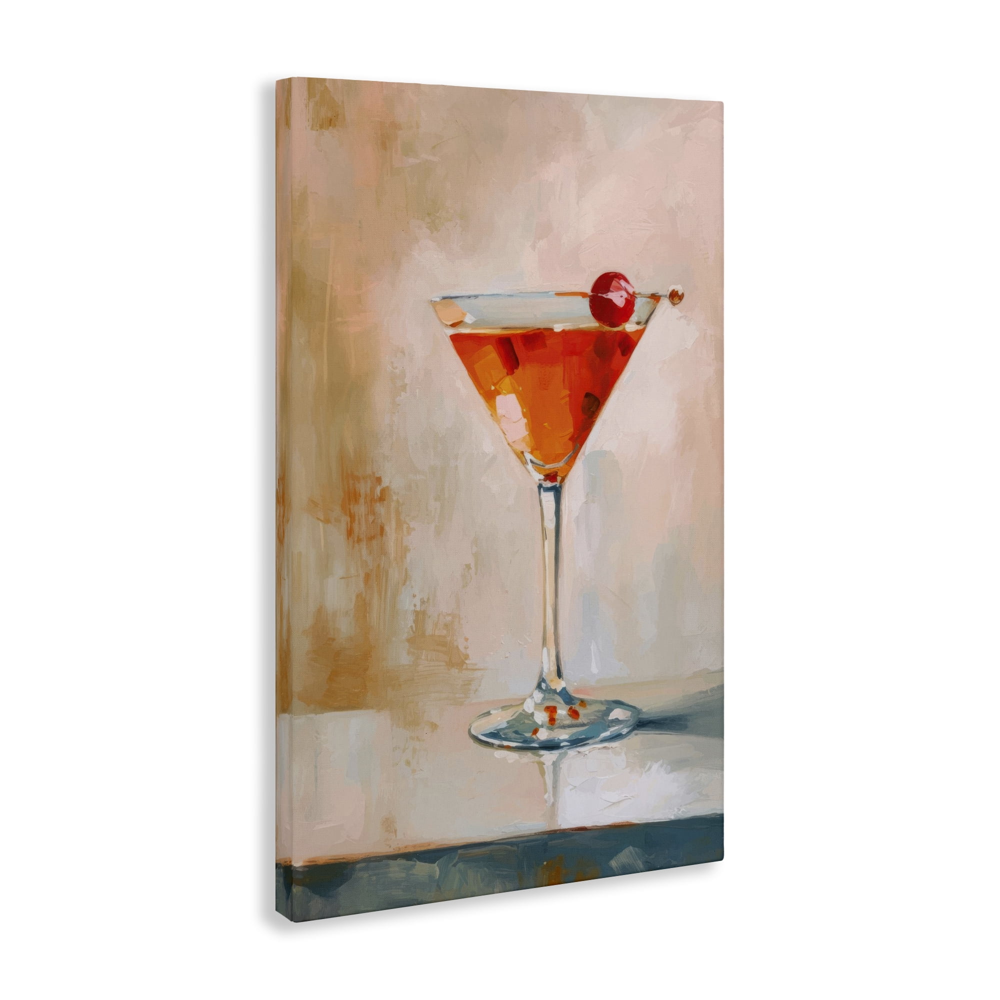 Stupell Industries Manhattan Cocktail with Cherry Food & Beverage Painting Wrapped Canvas Art Print Wall Art, 20 x 30