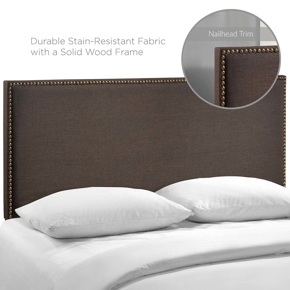 Modway Region Linen Fabric Upholstered Queen Headboard in Dark Brown