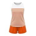 thumbnail image 7 of Costeam Womens Horizontal Stripe Sleeveless Tank Top Matching Short Set Side Slip Pockets Self Fabric Drawstring Full Elastic High Waist Lightweight Loose Two Piece Casual Loungewear Outfit, 7 of 7