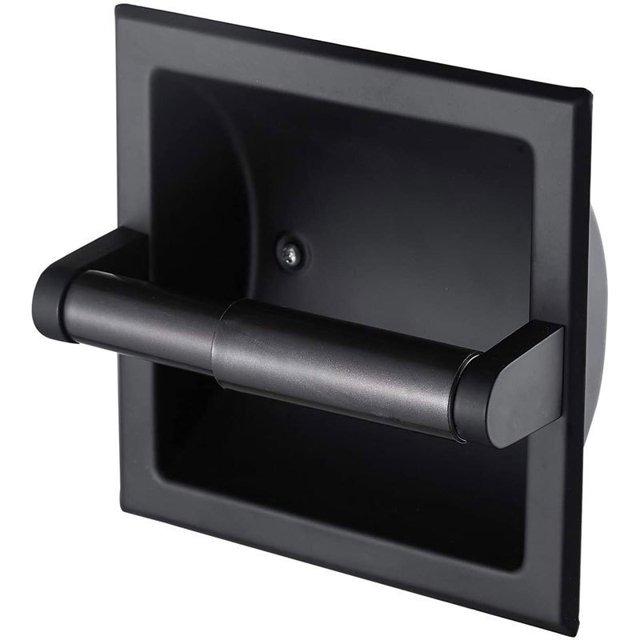 Portarrollos de papel higiénico empotrado negro mate / Portarrollos de papel de seda Portarrollos de papel higiénico de acero inoxidable en la pared para accesorios de baño Montaje trasero