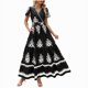 thumbnail image 1 of Vestido Corto para las Mujeres Impresión de Verano Bolsillo Manga Corta Vestido de Playa Fluyente, 200D Tela de Cuatro Lados para Viajes, Fiesta Y Uso Casual Diario, 1 of 8