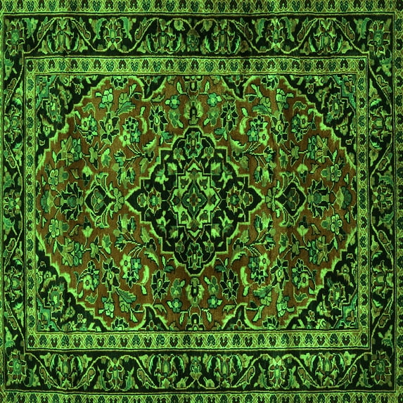 Ahgly Company Indoor Square Persian Green Traditional Area Rugs, 3' Square