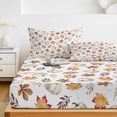 thumbnail image 6 of King Size Fitted Sheet Set - White Pumpkins Fall 3 Piece Bedding Sets 16" Deep Pocket Fitted Sheet with 2 Pillowcases, Thanksgiving Maple Leaves Autumn Brushed Microfiber Hotel Luxury Bed Sheets, 6 of 9
