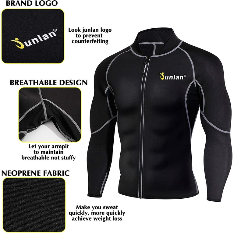 Junlan Men Sweat Neoprene Weight Loss Sauna Suit Workout Shirt Body Shaper Fitness Jacket Black 4XL Walmart