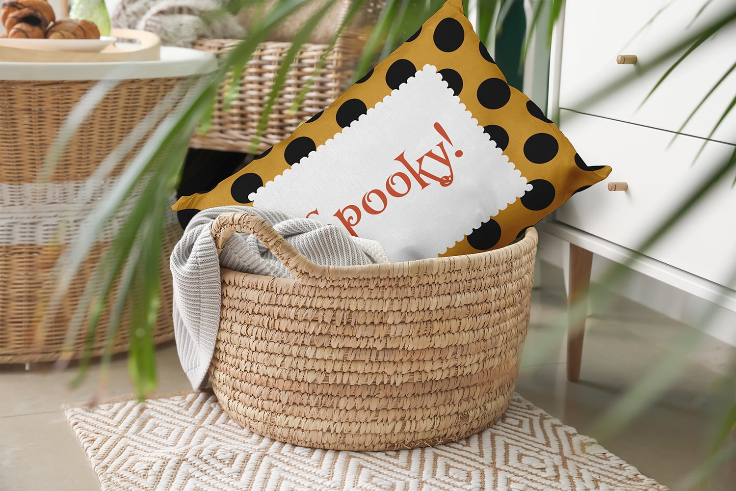 20" x 14" Simply Daisy Halloween Spooky Dots Polyester Accent Pillow, Golden Mustard Qty 1