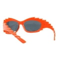 thumbnail image 3 of Ridged Spiked Sunglasses Oval Wrap Around Oversized Spiky Frame UV400 Orange, 3 of 4
