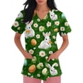 thumbnail image 4 of Easter Scrubs for Women Soft Stretch Medical Scrub Shirts Plus Size Cute Bunny Eggs Print Nursing Uniform Scrubs Shirt with Pockets, 4 of 5