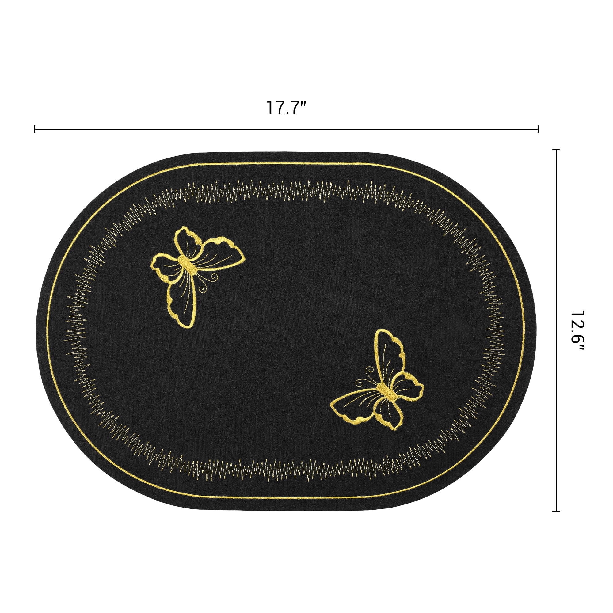 Unique Bargains Rustic Oval Placemats 4pcs Cotton Linen Black 17.7"x12.6"