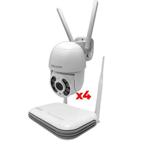 Kit de 4 Cámaras Secucore 2K Seguridad Vigilancia Inalámbrico Exterior