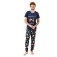 thumbnail image 3 of Odeerbi Christmas Pajamas for Family Holiday Short Sleeve Family Christmas Pajamas Matching Sets Dad Casual Print Top with Bottom Outfits Home Wear Sleepwear Family Matching PJs Set Blue, 3 of 7