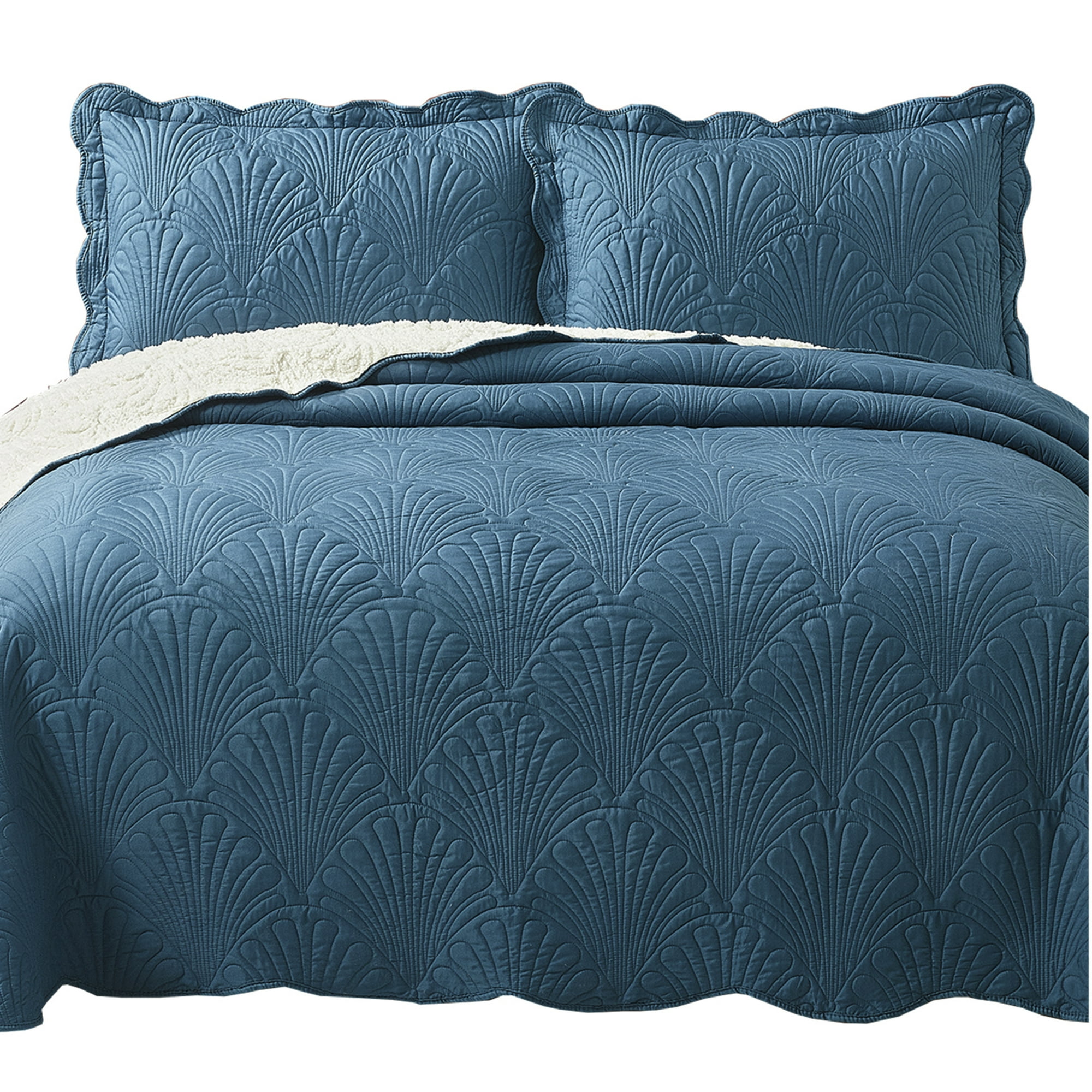 Quilt Sherpa Paris Liso Petróleo 2 Plazas