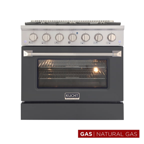 36 in. 5.2 cu. ft. Natural Gas Range with Convection Oven in Cement Gray