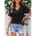 thumbnail image 5 of Womens V Neck TShirts Short Sleeve Loose Casual Summer Tops with Pocket, 5 of 5