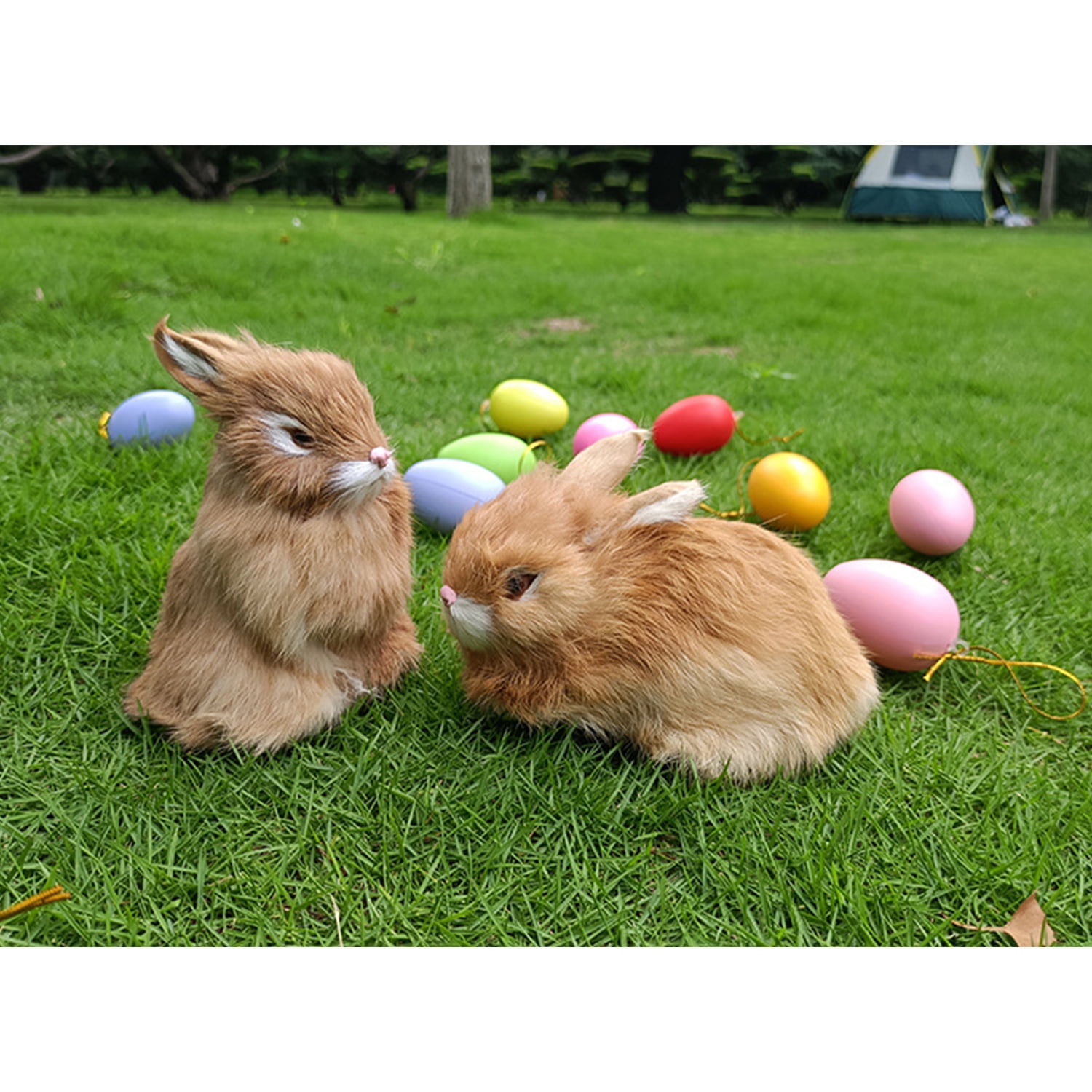 2pcs 5.5in Realistic Cute Plush Rabbits Fur Lifelike Animal Easter Bunny Simulation Toy Gift Decorations，Style 7
