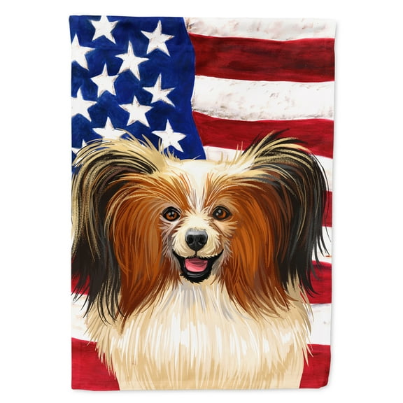 Phalene Dog American Flag Garden Flag