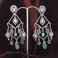 thumbnail image 3 of Natural Opal Emerald,Diamond Gemstone 925 Sterling Silver Earrings, 3 of 3