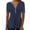 Navy, variant on Women's Soft Breathable Henley V Neck Tops, Short Sleeve Notched V Neck Half Button Pleated Front Slim Fit Stretchy Daily Casual Wear Blouse, Purple S