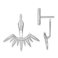 thumbnail image 1 of 925 Sterling Silver Cubic Zirconia Cz Bar Spikes Earrings Drop Dangle Jacket Set, 1 of 6