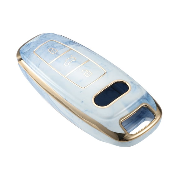 Unique Bargains 3 Button Key Fob Cover for Audi Q7 2020-2021 for Audi A6 Q8 TPU Blue Remote Keyless Smart Key Fob Case