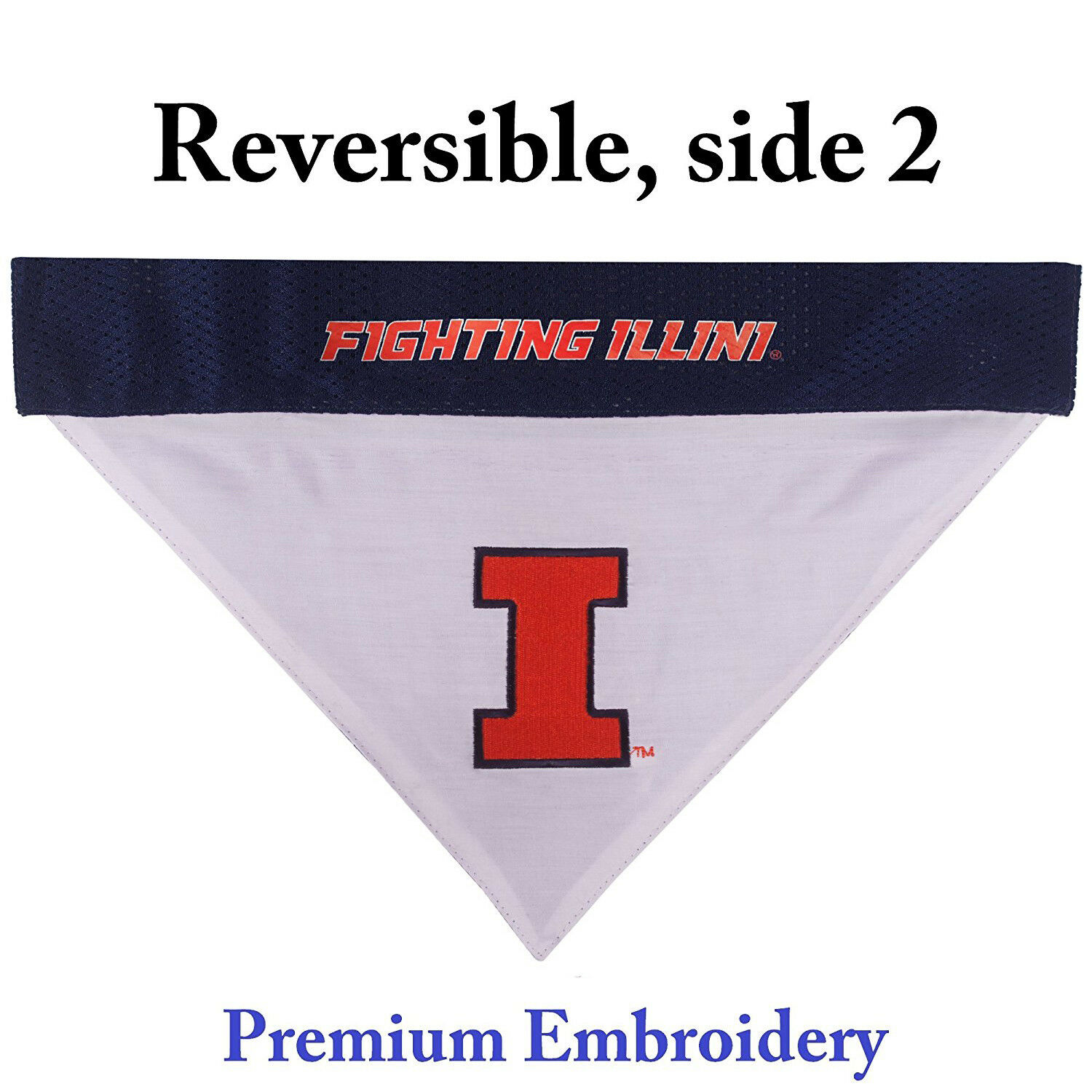 Pets First Collegiate Illinois Fighting Illini Reversible Bandana - Home & Away Mesh & Premium Embroidery for DOGS & CATS
