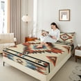 thumbnail image 4 of Manfei Hippie Aztec Teens Twin Sheet Sets, Western Bohemian Abstract Twin Fitted Sheet, Tribal Hippie Style Flat Sheet, Super Cozy Room Decor, 3 Pieces, 4 of 7