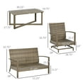 thumbnail image 3 of 4 Piece Wicker Patio Furniture Set with 2 Rocking Chairs, Loveseat Sofa, Outdoor PE Rattan Conversation Set with Cushions, Aluminum Table for Porch, Poolside, Light Gray, 3 of 7