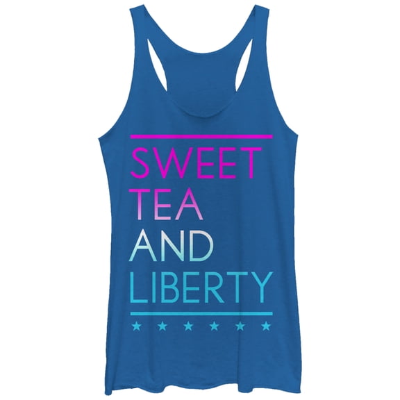 Women's CHIN UP 4th of July Sweet Tea and Liberty Racerback Tank Top Royal Blue Heather X Large
