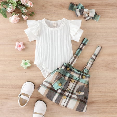 

kpoplk Girls Clothes Outfits 2Pcs/Set Toddler Kid Baby Girls Sleeveless Tank Top T-Shirt + Button Denim Skirts Mini Dress Summer Outfits(Green)