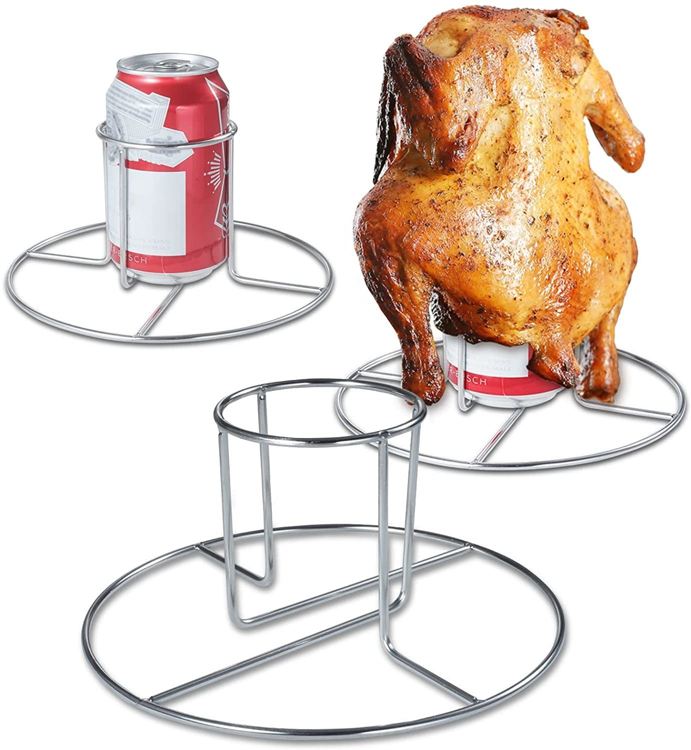 Non-Stick Chicken Roaster Rack Stand Carbon-Steel Vertical Chicken Holder,Portable Chicken Stand Beer American Motorcycle BBQ Stainless Steel Rack with Glasses Indoor Outdoor Use 