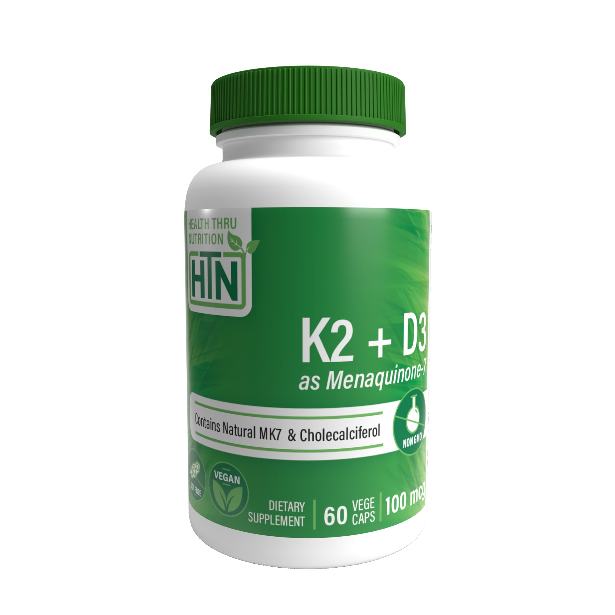 Vitamin K2 (100mcg as Menaquinone 7) + D3 (1000iu) 60 Vegecaps by Health Thru Nutrition