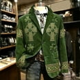 thumbnail image 4 of CONZONE St. Patrick's Day Mens Corduroy Blazer Casual Suit Jacket for Men Clover Embroidery Two Buttons Elegant Slim Fit Dress Jacket for Performance,Prom,Wedding, 4 of 5