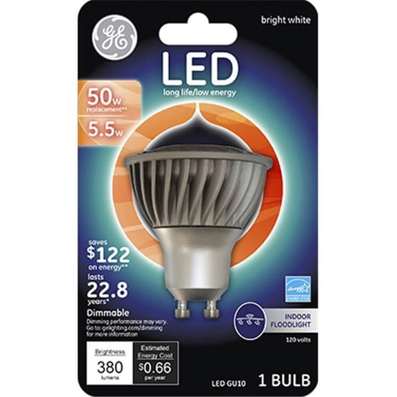 GE Lighting 93120809 LED Flood Light Bulb, Indoor, Bright White, White Bulb, 385 Lumens, 5.5-Watts - Quantity 1