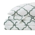 thumbnail image 6 of Great Bay Home Lattice Velvet Plush 4-Piece Sheet Set (Full, Lattice - White / Jade), 6 of 7