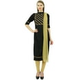 thumbnail image 3 of Atasi Women's Black Cotton Straight Suit Set Readymade Indian Casual Cloth-8, 3 of 8