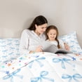 thumbnail image 5 of Homewish Princess Blue Bowknot Bedding Comforter Set for Kids, Cartoon Cute Ribbon Twin Comforter Sets, Bow-tie Theme Reversible Bedding Set, Breathable Home Decor, 2pcs, 5 of 8