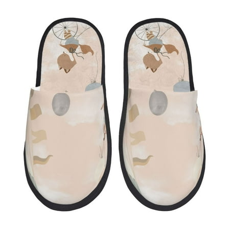 

Sikiie Animals Riding Across The Sky1 Fuzzy Slip-on Slippers Warm Cozy Soft Lightweight Memory Foam Indoor House ShoesMedium