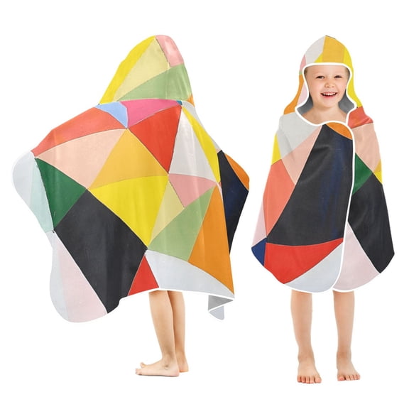 Yayeee Kids Hooded Towels Toddler Soft Absorbent Beach Bathing Wrap 50" x 23.5", Purple Triangles