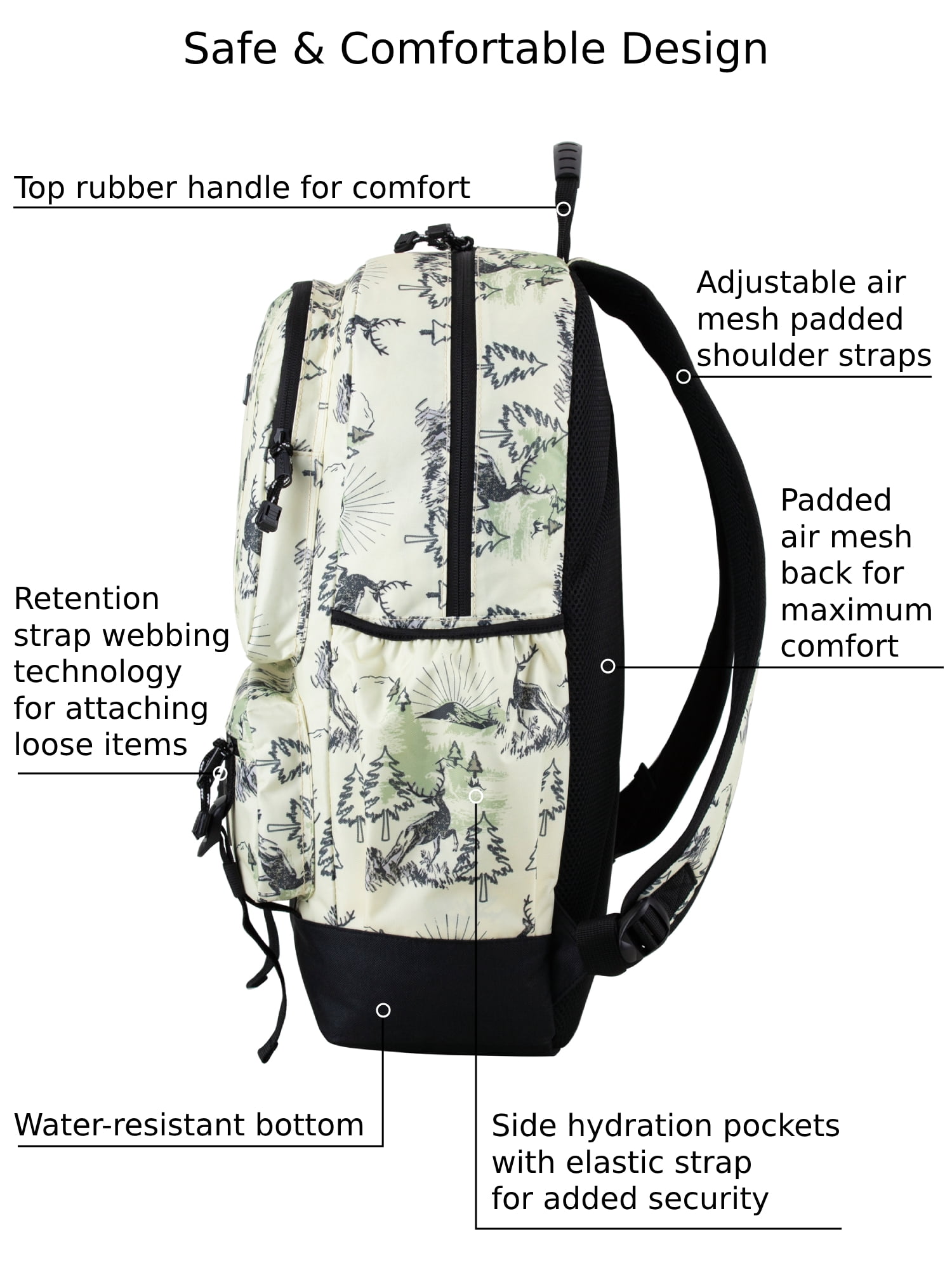 Eastsport Unisex Lexington Laptop Backpack, Deer Print