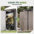 thumbnail image 3 of BaPiPro 6x4 ft Outdoor Metal Storage Shed, Lean-To Shed with Lockable Door, Garden Tool Shed for Patio, Backyards, Brown, 3 of 8