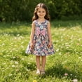thumbnail image 2 of Aideaone Toddler Girls Dress Sleeveless Floral with Ruffle Cardigan 2 Piece Outfit Set 2-6T, 2 of 6
