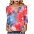thumbnail image 4 of GEWSEY 3/4 Sleeve V Neck USA Patriotic Shirts for Women 4th of July America Stars Stripes Flag Graphic Tops Cute Tee (Pink, S), 4 of 8