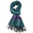 thumbnail image 2 of Sassy Scarves Unisex Jacquard Woven Multi Color Zig Zag Oblong Scarf (Green), 2 of 3